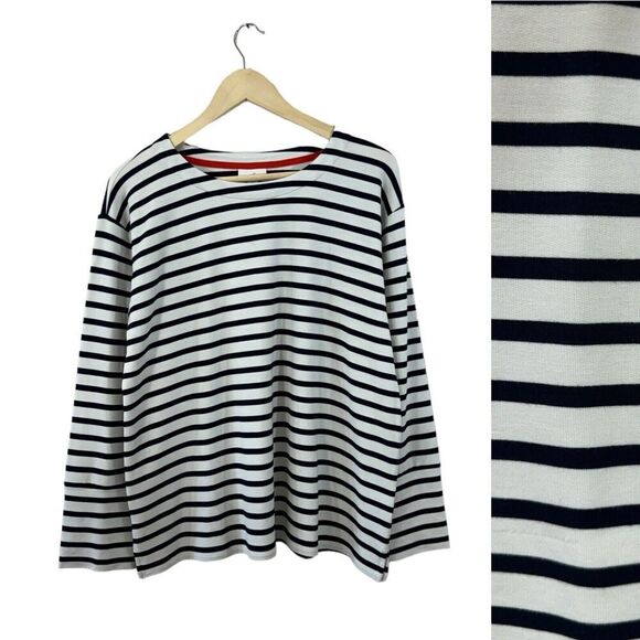 J Jill Medium Top Striped Pullover Black & White Long Sleeve Womens - Picture 1 of 16